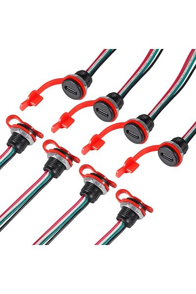 AOKIN 8pcs 8pcs Type-c Female Chassis 4pin Type-c Female Socket Connector Waterproof Jack Female Charging