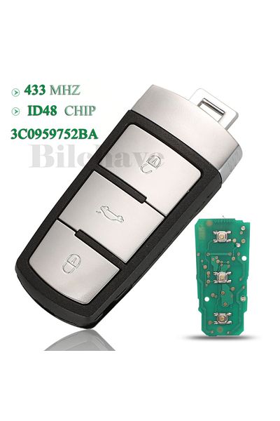 jingyuqin 3 Buttons Smart Remote Car Key 434Mhz ID48 Chip Fob For VW Passat B6 3C B7 Magotan CC R...