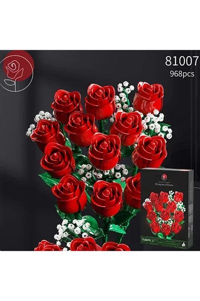 Choice 968pcs With Box 968pc Romantic Rose Flower Bouquet Building Blocks Creative Home Desk Plant Decorati