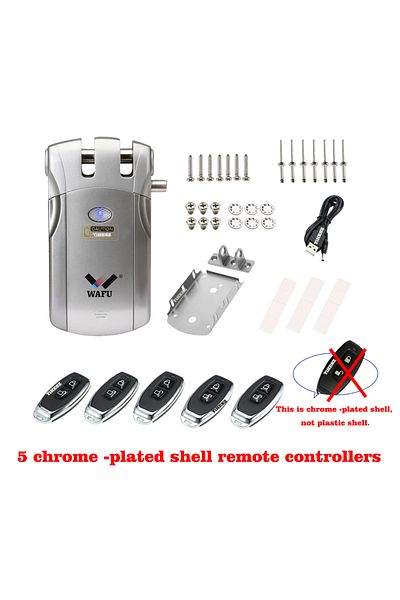 YiHESZ Wafu 019 Remote Control Lock 433Mhz Door lock Invisible Deadbolt Smart Lock With 5 Chrome plated ...