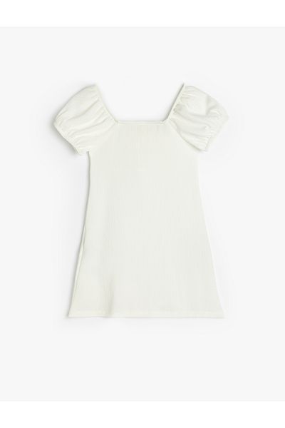 Koton Bow Print Off Shoulder Short Sleeve Dress