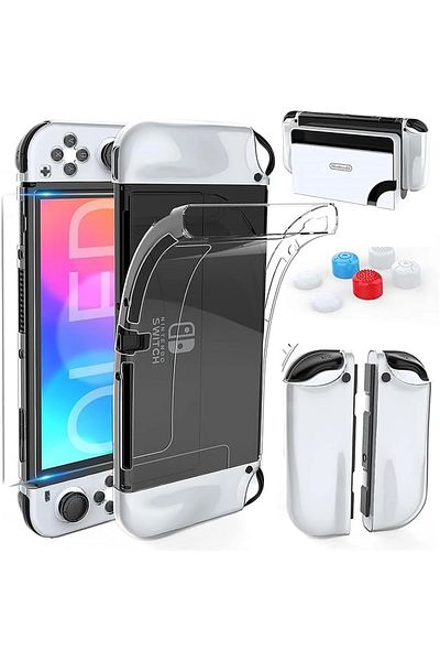 Choice Clear Suitable For Nintendo Switch Oled Protective Case Tpu Material Split Case With Screen Tempered