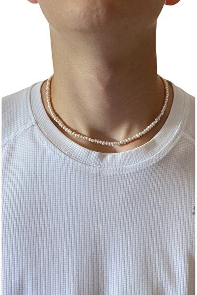 By Saadet Özkanlı Kadın Erkek Inci Kolye 45 Cm Gerçek Istiridye Incisi Yuvarlak Kolye Inci Erkek Kolyesi