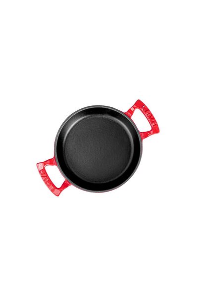 Lava Cast Round Pan Diameter (Ø) 20cm. Cast Iron Solid Double Handle - Red