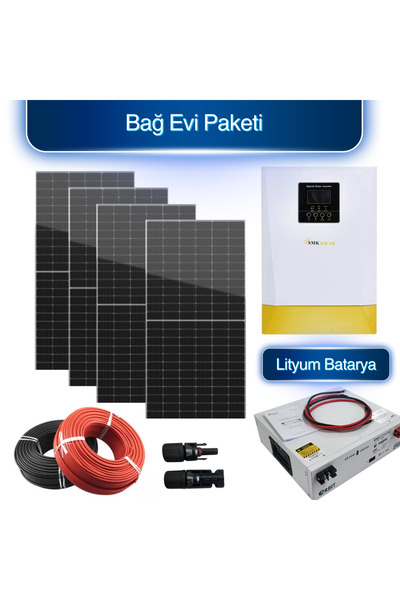 HT-SAAE Bağ Evi Solar Paketi 1500 W Inverter 435 W Güneş Paneli 4 Adet
