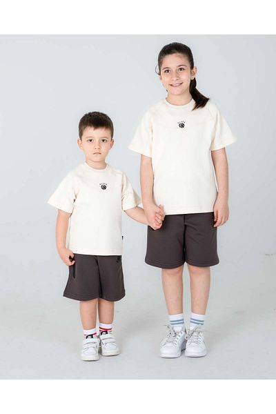 Black One Pantaloni scurți de vară pentru fete/băieți Tricou Seturi din două piese Detaliu buzunar imprimat