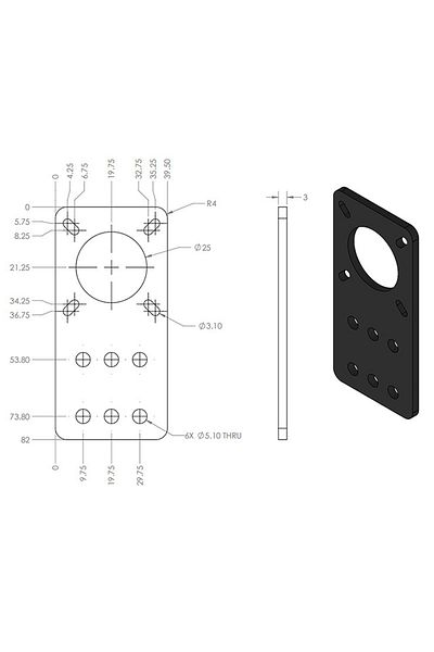 Funssor Black 1pcs Openbuilds Motor Mount Plate - Nema 17 Stepper Motor Mounting Fixed Plate Aluminum Brack