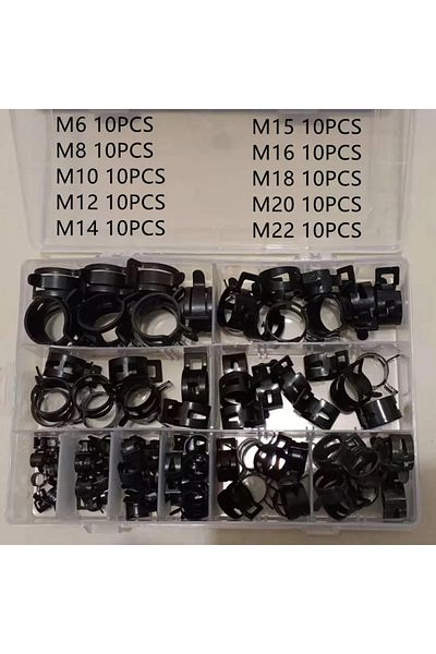 YISEONG 100pcs 6-22mm 100pcs/set 6-17/6-22mm Black Q673b Vacuum Spring Fuel Oil Water Hose Clip Pipe Tube Fo