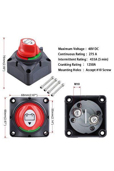 Choice 12V 300A Key Battery Selector Isolator Disconnect Rotary Switch Circuit Cutter for Camper Car Aut...