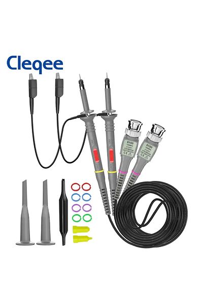CLEQEE P6100 2pcs 100MHz Bandwidth Oscilloscope Probe 1X/10X Adjustable Attenuation  BNC Leads Sw...