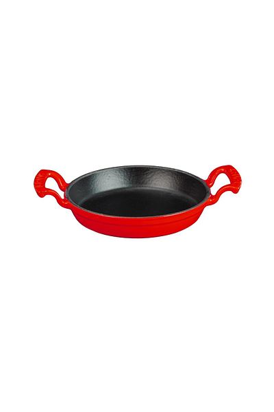 Lava Cast Round Pan Diameter (Ø) 20cm. Cast Iron Solid Double Handle - Red