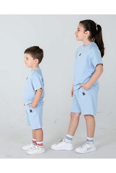 Black One Pantaloni scurți de vară pentru fete/băieți Tricou Seturi din două piese Detaliu buzunar imprimat