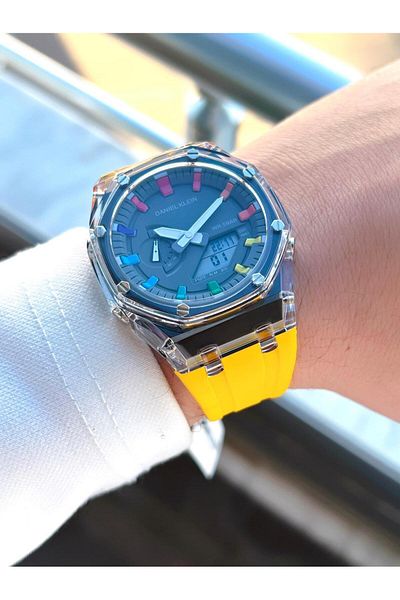 Daniel Klein Silicone Cord Digital&Analog 50 Mt Water Resistant Men's Wrist Watch Edk.2100.2