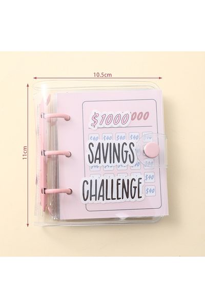 Choice مجلد تحديات الادخار A6 باللون الوردي بسعة 1000 ورقة، مجلد توفير المال، كتاب تحديات الادخار مع مظاريف،