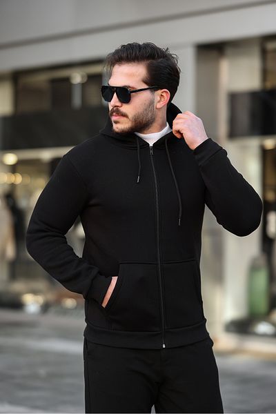 ixir Black Cotton Sweatshirt - 3 Thread Zip