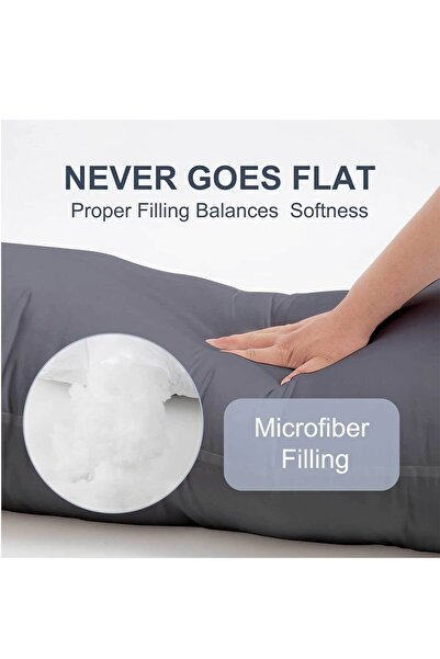 RevuBaby Uzun YastıkYetişkinler İçin Yumuşak Uzun Yatak Yastığı Çift Kılıflı Elyaf Dolgulu  140x45 CM