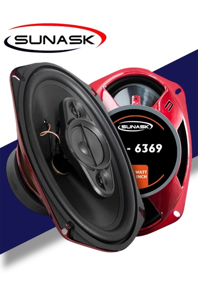 SUNASK Sn-6369 1000 Watt Tweeter’li Uyumlu Oto Oval Hoparlör Modeli 2 Adet Kapaklı