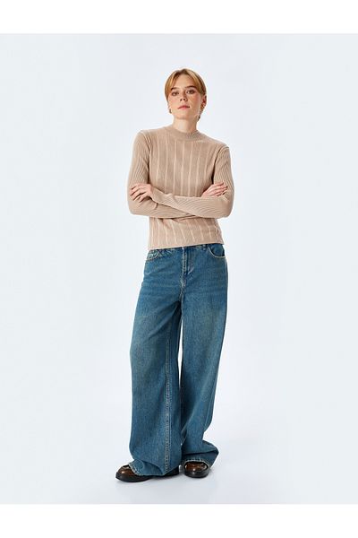 Koton Long Sleeve Round Neck Textured Basic Women's Knitwear Sweater
