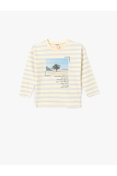 Koton Photo Print Cotton Long Sleeve Crew Neck T-Shirt