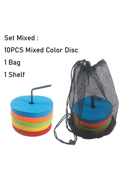 Ninth World Set Mixed 10pcs Soccer Flat Cones Marker Disc Basketball Sports Speed Agility Training Markers Indef