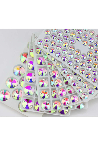choice2 14MM 28pcs 02Crystal AB All Size Rivoli Glass Crystal Sew On Rhinesto...