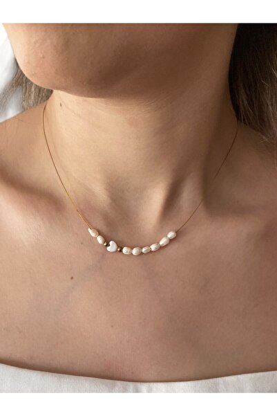 By Saadet Özkanlı Kadın Kalpli Gerçek Inci Kolye Choker , Hayalet Gerçek Inci...