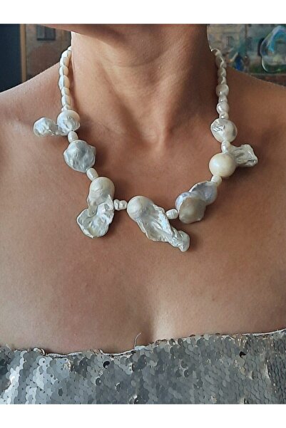 By Saadet Özkanlı Kadın Nadide Barok Incisi Kolye ( Gerçek Barok Inci Tatlısu...