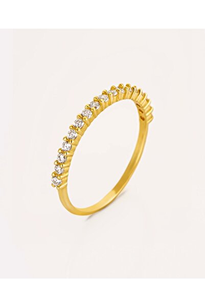 Nilvera Kuyumculuk 14 Ayar Altın Yarım Tur Alyans Yüzük, Işıklı Şık Mücevher ...