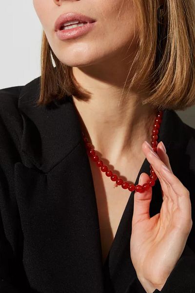New Obsessions Red Stone Glass Bead Necklace