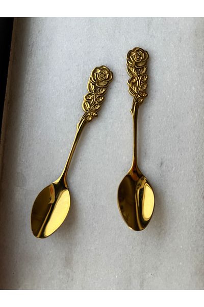Hatice sakallı design 1 Piece Titanium Rose Pattern Coffee Spice Tea Sugar Bowl Spoon