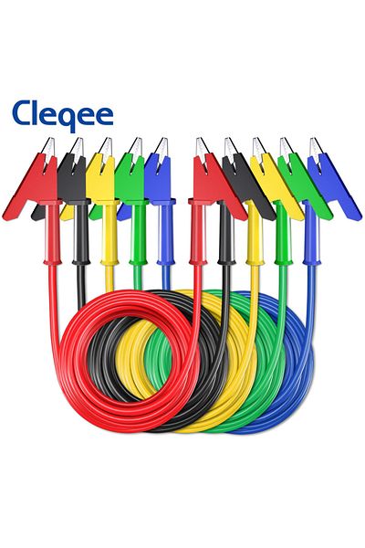 CLEQEE 1m P1024 5pcs Dual Alligator Clip Test Lead Crocodile Clamp Cable Wire 1m/2m/3m/5m Multimeter