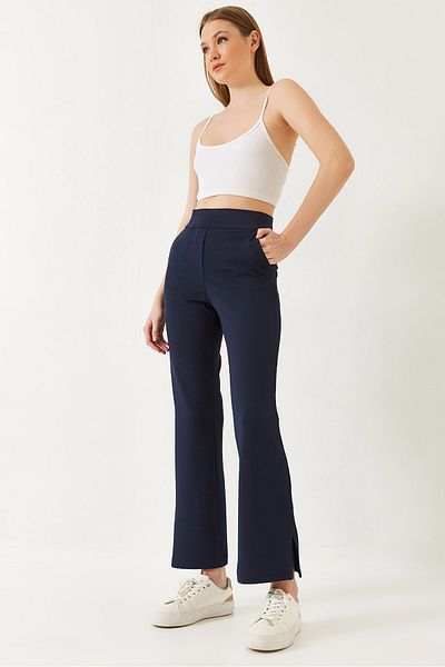 Bianco Lucci Women's Spanish Leg Pocket Detailed Elastic Waist Knitted Trousers 80110 60271045