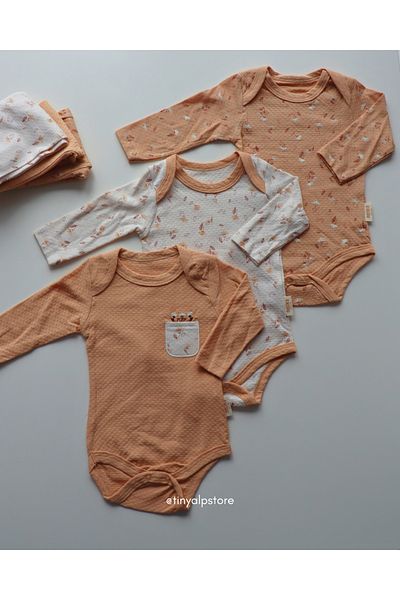 Necix's Cotton Comfortable Cute Floral Design Patterned Booties Baby Girl 3-Piece Bodysuit Set