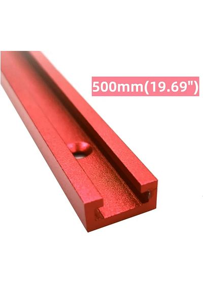 FNICEL 500mm Red Track 500mm Double-cut Profile T Track And T Bolt Knob, Miter Track Sliding Nut T-slider T