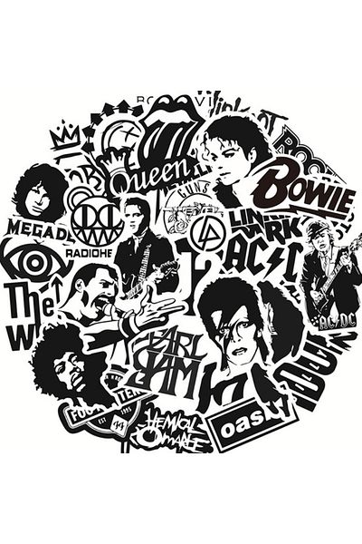 Choice 50PCS Fashion Cartoon Cool Skateboard Black and White Rock Graffiti Cup Computer DIY Waterproof P...
