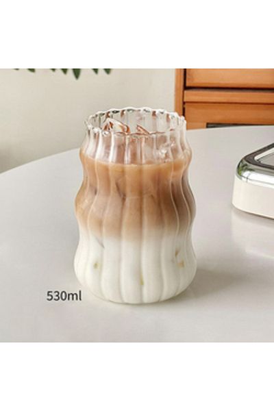 Choice Glass 530ml B Ins Glass Cup Heat-resistant Tumbler Drinkware Transparent Tea Juice Milk Coffee Mug H