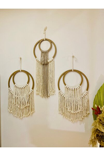 kattuna Bohem Makrome Duvar Dekorasyon Ürünü 4 Lü Set