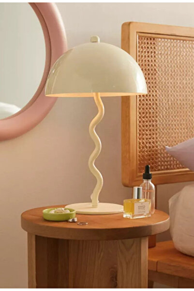 burenze Modern Tasarım Mars Zigzag Abajur Metal Gövde Krem