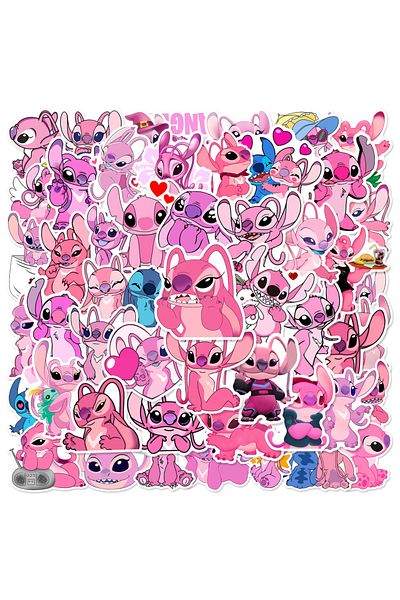 Choice 50pcs 50pcs Kawaii Disney Lilo Stitch Angel Stickers Cute Pink Anime Character Sticker Diy Phone Dia