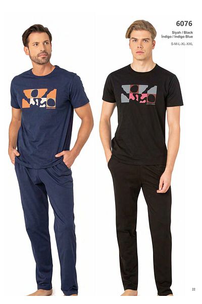 Pierre Cardin Ανδρική καλοκαιρινή νέα σεζόν βαμβακερή καθημερινή χτενισμένη βαμβακερή πιτζάμες κοστούμι 6076