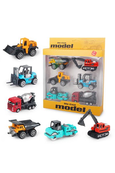 Choice A With Box 6pcs/set Alloy Engineering Truck Loader Tractor Excavator Classic Construction Model Vehi