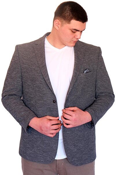 ModeXL Ανδρικό κλασικό σακάκι σακάκι Mode XL Plus Size BRITAIN 23028 Σκούρο Γκρι