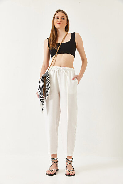 Bianco Lucci Damen-Shalwar-Hose aus Leinen 80017 60271040