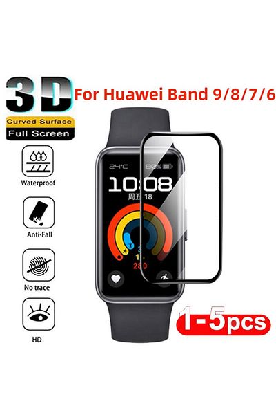 Choice For Huawei Band 6 5PCS 1-5PCS 3D Curved Tempered Glass For Huawei Band 9 8 7 6 Smartwatch Screen Pro