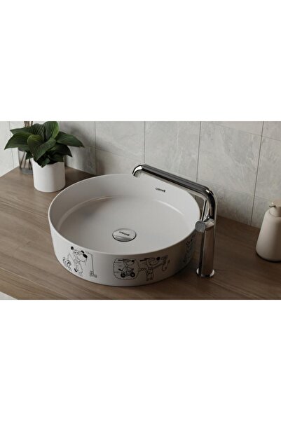 Creavit Loop Yuvarlak Çanak Lavabo Ø40 cm Karikatür Desen Uygulamalı LP140
