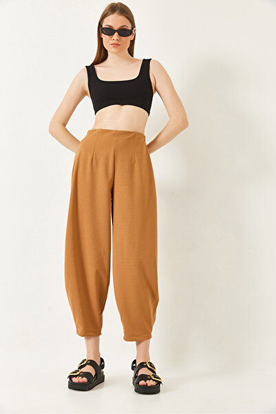 Bianco Lucci Γυναικείο άνετο υφαντό φαρδύ παντελόνι 80073 60271059