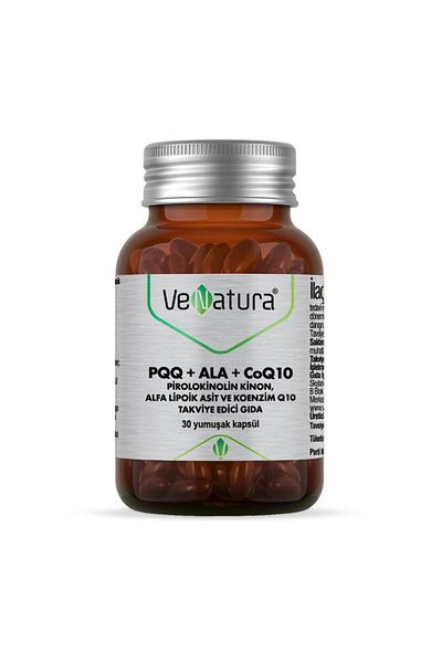 VeNatura Pqq Ala Coq10 (Pyrolocinoline Kinon, Alfa Lipoic Acid, Cosenzim Q10) 30 Capsules