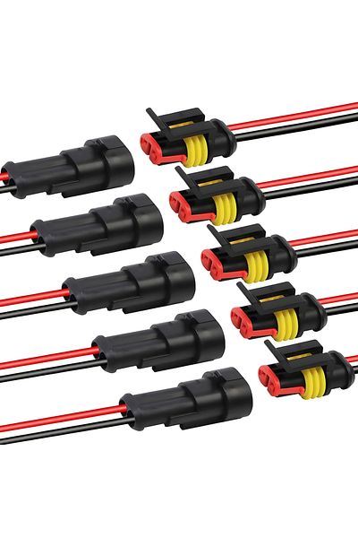Choice 10pcs (5SET) Waterproof 2 Pin Wire Connectors - 20 Awg Automotive Connector Kit For Car, Truck, Moto