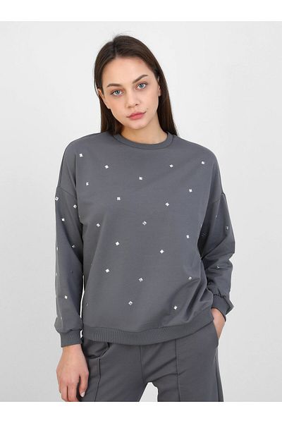 Refka Φούτερ Refka με λεπτομέρεια Anthracite Color Troc