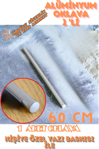 KÖROĞLU SİNEKLİK VE YAPI MARKET 1'li Masterchef Alüminyum Paslanmaz (60CM) Metal Oklava Hamur Açma Aparatı Sofra Mutfak